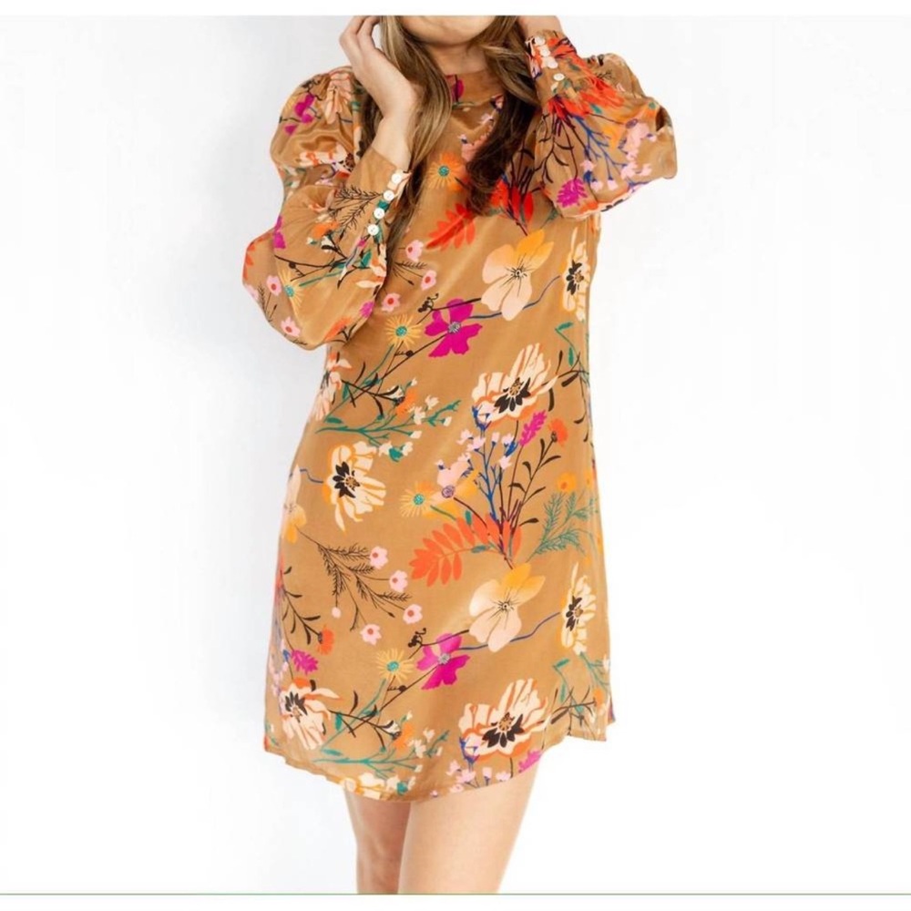 OLIPHANT XS Brown Silk Mini Dress